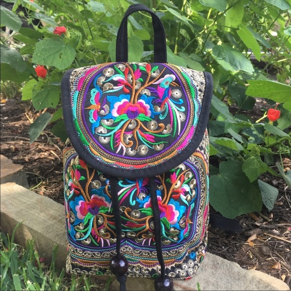 Handbags - Beautiful Embroidered mini backpack purse